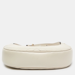 مملوكة مسبقًا Gucci Cream Matelassé Leather Mini GG Marmont Halfmoon Hobo