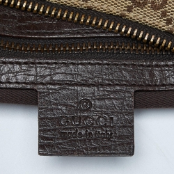 Pre Owned Gucci Beige/Brown GG Canvas and Leather Horsebit Handle Hobo