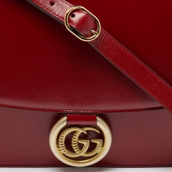 مملوكة مسبقًا Gucci Red Leather Medium Torchon GG Ring Shoulder Bag
