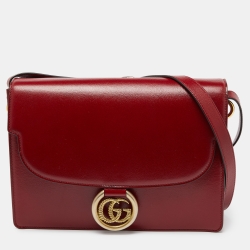 مملوكة مسبقًا Gucci Red Leather Medium Torchon GG Ring Shoulder Bag