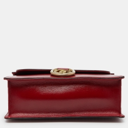 مملوكة مسبقًا Gucci Red Leather Medium Torchon GG Ring Shoulder Bag