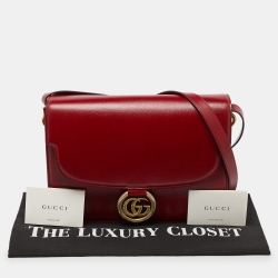 مملوكة مسبقًا Gucci Red Leather Medium Torchon GG Ring Shoulder Bag