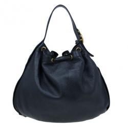 Pre Owned Gucci Black Drawstring Hobo