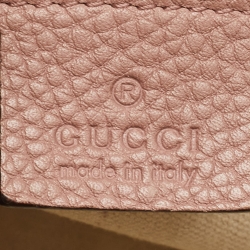 Pre Owned Gucci Old Rose Leather Medium GG Marmont Top Handle Bag