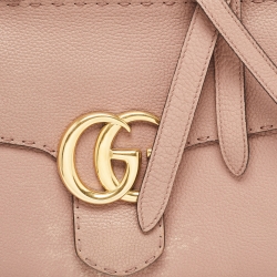 Pre Owned Gucci Old Rose Leather Medium GG Marmont Top Handle Bag
