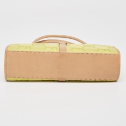 Pre Owned Gucci Natural/Neon Yellow/ Jumbo GG Canvas Jackie Tote w/ Wallet