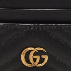Gucci Black Matelassé Leather GG Marmont Card Holder