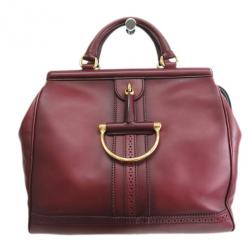 Pre Owned Gucci Bordeaux Leather D-Ring Boston Bag