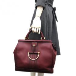 Pre Owned Gucci Bordeaux Leather D-Ring Boston Bag