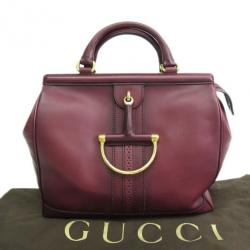 Pre Owned Gucci Bordeaux Leather D-Ring Boston Bag