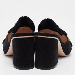 Gucci  Black Suede GG Marmont Slide Sandals Size 37.5
