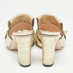 Pre Owned Gucci Gold Leather GG Marmont Slide  Sandals Size 39