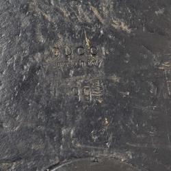 Pre Owned Gucci Black Leather Web Thong Flat Slides Size 39     