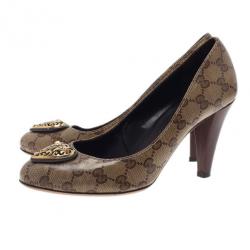 مملوكة مسبقًا حذاء غوتشي هارت كريست غوتشيسيما بني كريستال مقاس 38