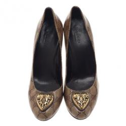 مملوكة مسبقًا حذاء غوتشي هارت كريست غوتشيسيما بني كريستال مقاس 38