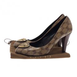 مملوكة مسبقًا حذاء غوتشي هارت كريست غوتشيسيما بني كريستال مقاس 38