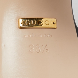 Pre Owned Gucci Black Leather GG Marmont Platform Block Heel Ankle Strap Sandals Size 38.5