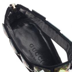 Pre Owned صندل غوتشي ستان أسود مرصع سير حرف T مقاس 38