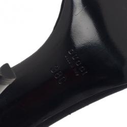 Pre Owned صندل غوتشي ستان أسود مرصع سير حرف T مقاس 38