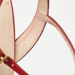 مملوكة مسبقًا Gucci Red Leather GG Marmont Ankle Strap Sandals Size 38.5