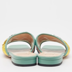 Gucci Multicolor Sequin and Leather GG Marmont Flat Slides Size 37.5