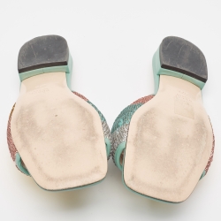Gucci Multicolor Sequin and Leather GG Marmont Flat Slides Size 37.5