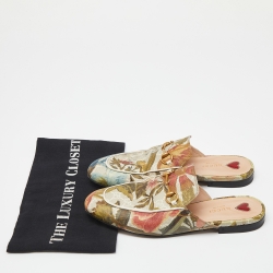 Gucci Multicolor GG Floral Print GG Supreme Canvas Princetown Horsebit Mule Sandals Size 39