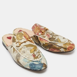 Gucci Multicolor GG Floral Print GG Supreme Canvas Princetown Horsebit Mule Sandals Size 39