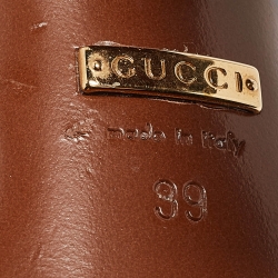 Pre Owned Gucci Brown Leather and Canvas Web Horsebit Ankle Strap Sandals Size 39