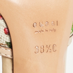 Pre Owned Gucci Multicolor Floral Canvas Bamboo Horsebit Slide Sandals Size 38.5