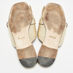 Gucci Gold Leather Fringes GG Marmont Mules Size 39