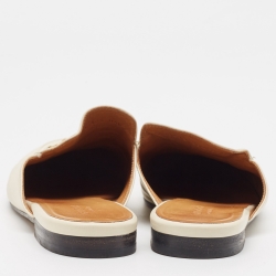 Pre Owned Gucci Cream Leather Princetown Mules Size 39.5  
