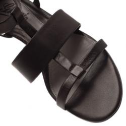 Pre Owned Gucci Black Leather Belle Flat Gladiator Sandals Size 38