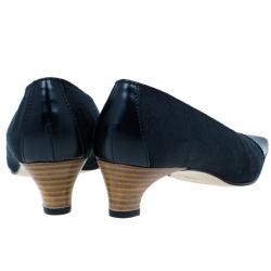 Pre Owned Gucci Black Guccissima Canvas Cap Toe Pumps Size 38.5