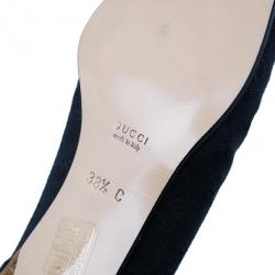 Gucci Black Guccissima Canvas Cap Toe Pumps Size 38.5