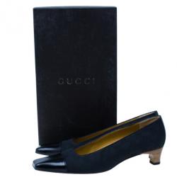 Gucci Black Guccissima Canvas Cap Toe Pumps Size 38.5