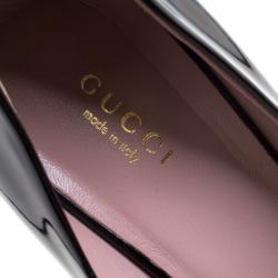 Pre Owned Gucci Black Patent Leather Horsebit Peep Toe Pumps Size 40