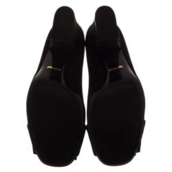 Pre Owned Gucci Black Suede Buckle Block Heel Pumps Size 40