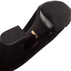 Pre Owned Gucci Black Suede Buckle Block Heel Pumps Size 40