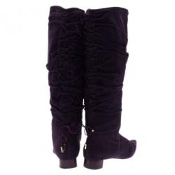 Pre Owned Gucci Purple Suede Knee Boots Size 39.5