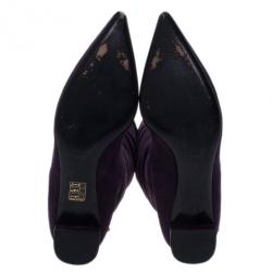 Pre Owned Gucci Purple Suede Knee Boots Size 39.5