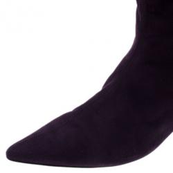 Pre Owned Gucci Purple Suede Knee Boots Size 39.5