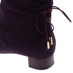 Pre Owned Gucci Purple Suede Knee Boots Size 39.5