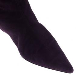 Pre Owned Gucci Purple Suede Knee Boots Size 39.5