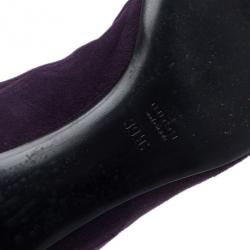 Pre Owned Gucci Purple Suede Knee Boots Size 39.5