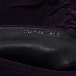 Pre Owned Gucci Purple Suede Knee Boots Size 39.5