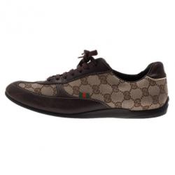 Pre Owned Gucci Guccissima Canvas and Leather Sneakers Size 38.5