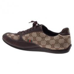 Pre Owned Gucci Guccissima Canvas and Leather Sneakers Size 38.5
