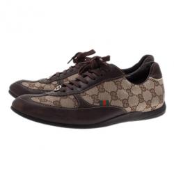 Pre Owned Gucci Guccissima Canvas and Leather Sneakers Size 38.5