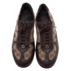 Pre Owned Gucci Guccissima Canvas and Leather Sneakers Size 38.5